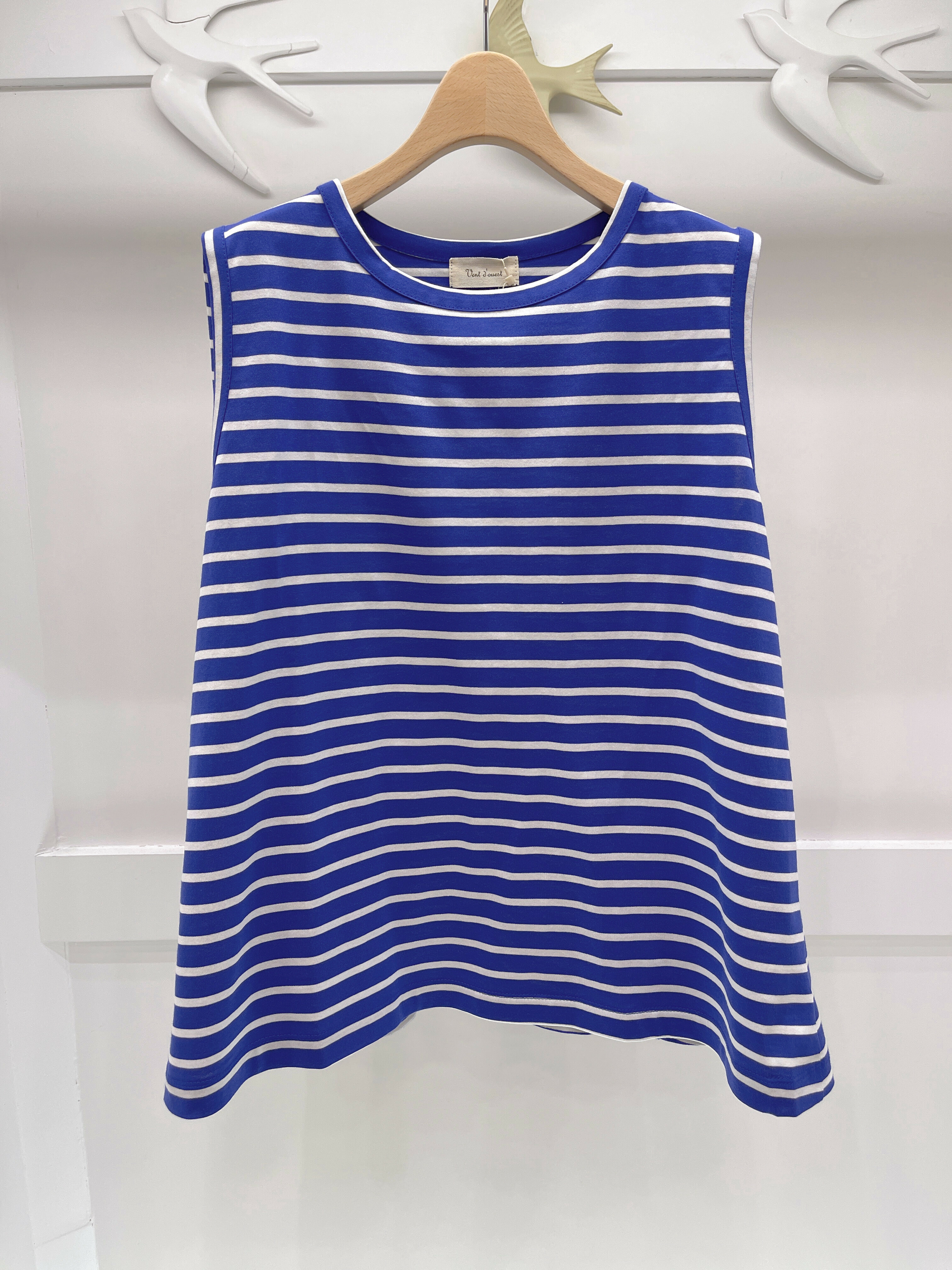 天竺棉條紋無袖上衣