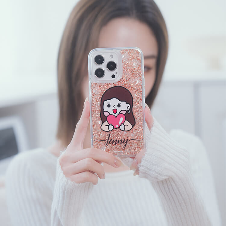 【插畫聯名】挖系小y 玫瑰金貝拉殼 - (訂製名字) iPhone客製化手機殼