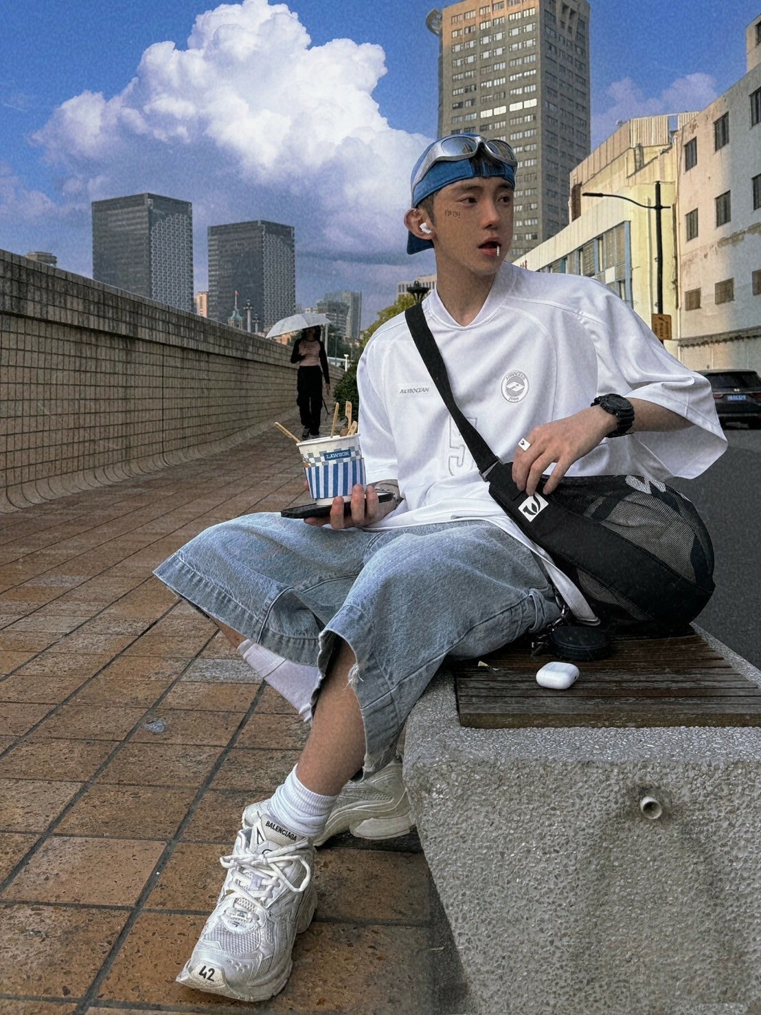 Aurocean 白色重磅刺繡球衣T恤