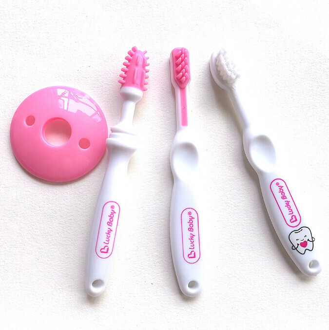 Children's Silicone Toothbrush Set (Pink)