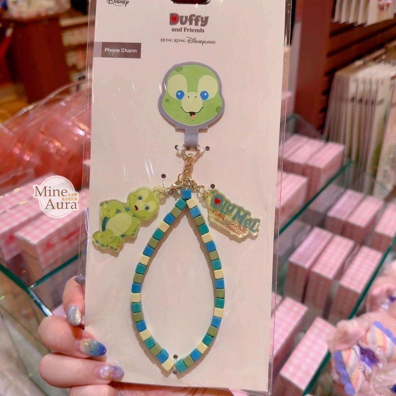 奧樂米拉 海龜 OluMel 大頭造型 串珠設計 手機掛繩 -香港迪士尼樂園