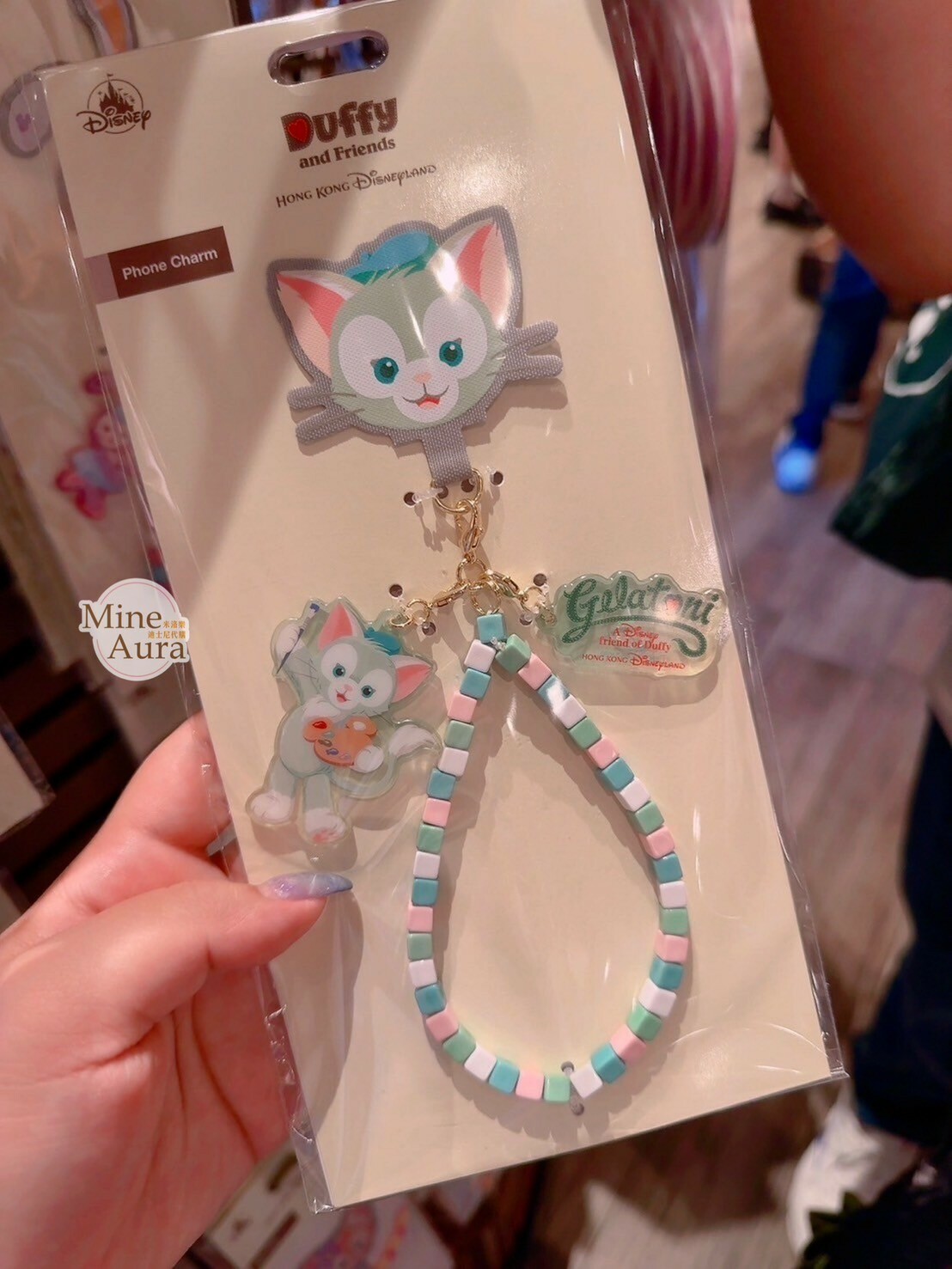 傑拉托尼 畫家貓 Gelatoni 大頭造型 串珠設計 手機掛繩 -香港迪士尼樂園
