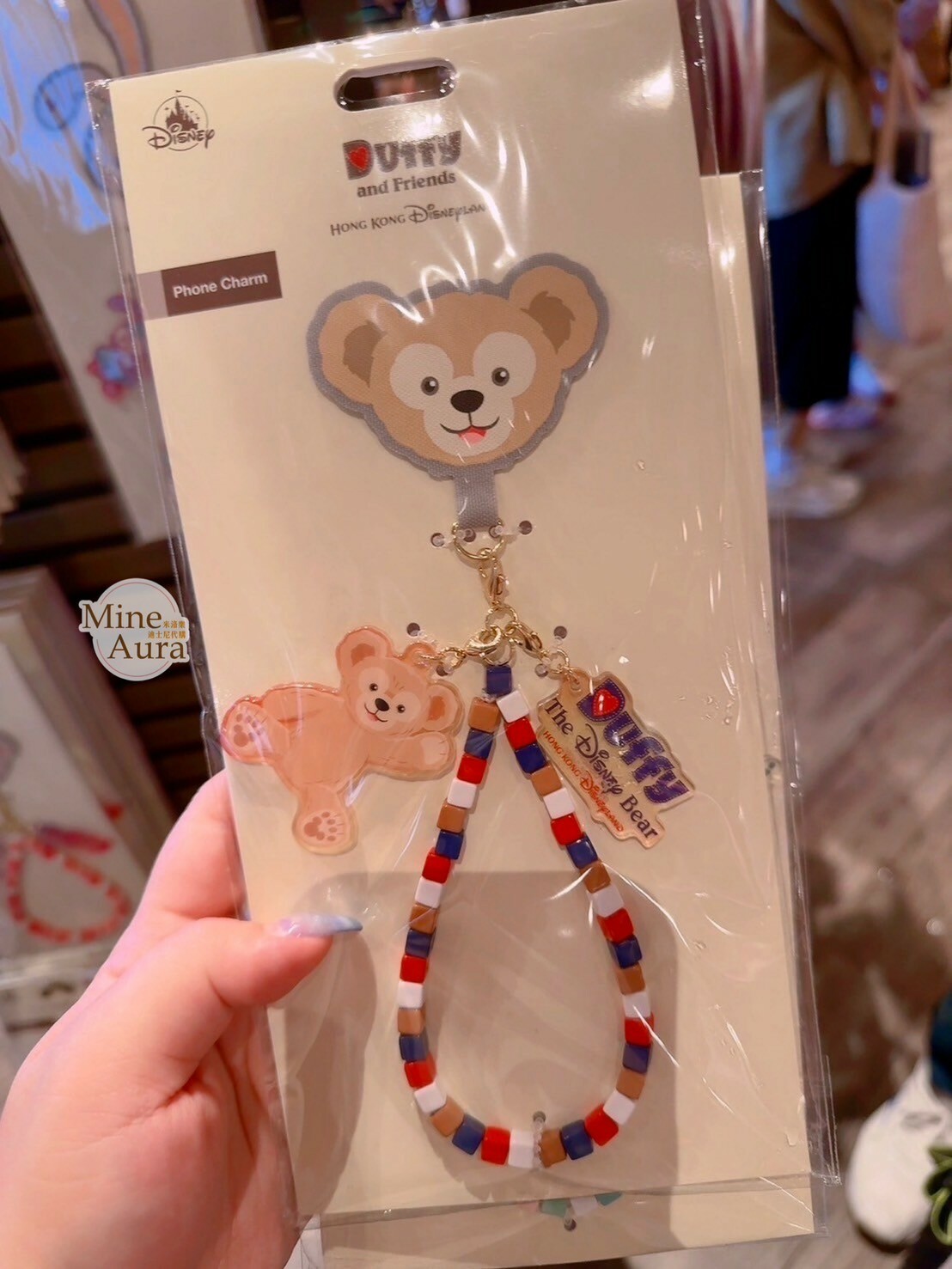 達菲 Duffy 大頭造型 串珠設計 手機掛繩 -香港迪士尼樂園