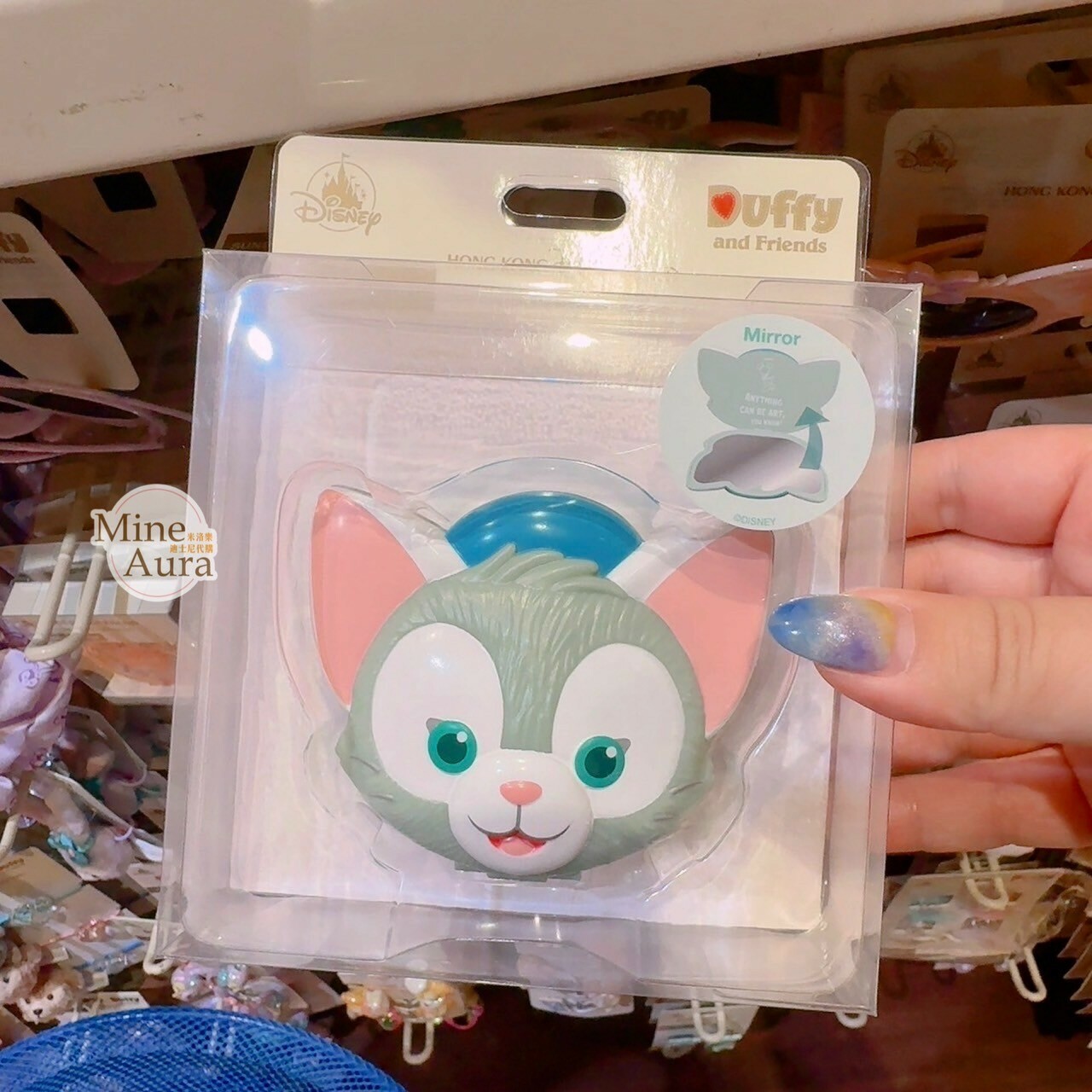 傑拉托尼 畫家貓 Gelatoni 大頭造型 隨身鏡 鏡子 -香港迪士尼樂園