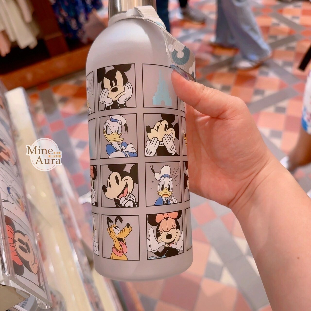米奇 Mickey 好友集合 格子圖案 附帶 隨身 水壺 -香港迪士尼樂園