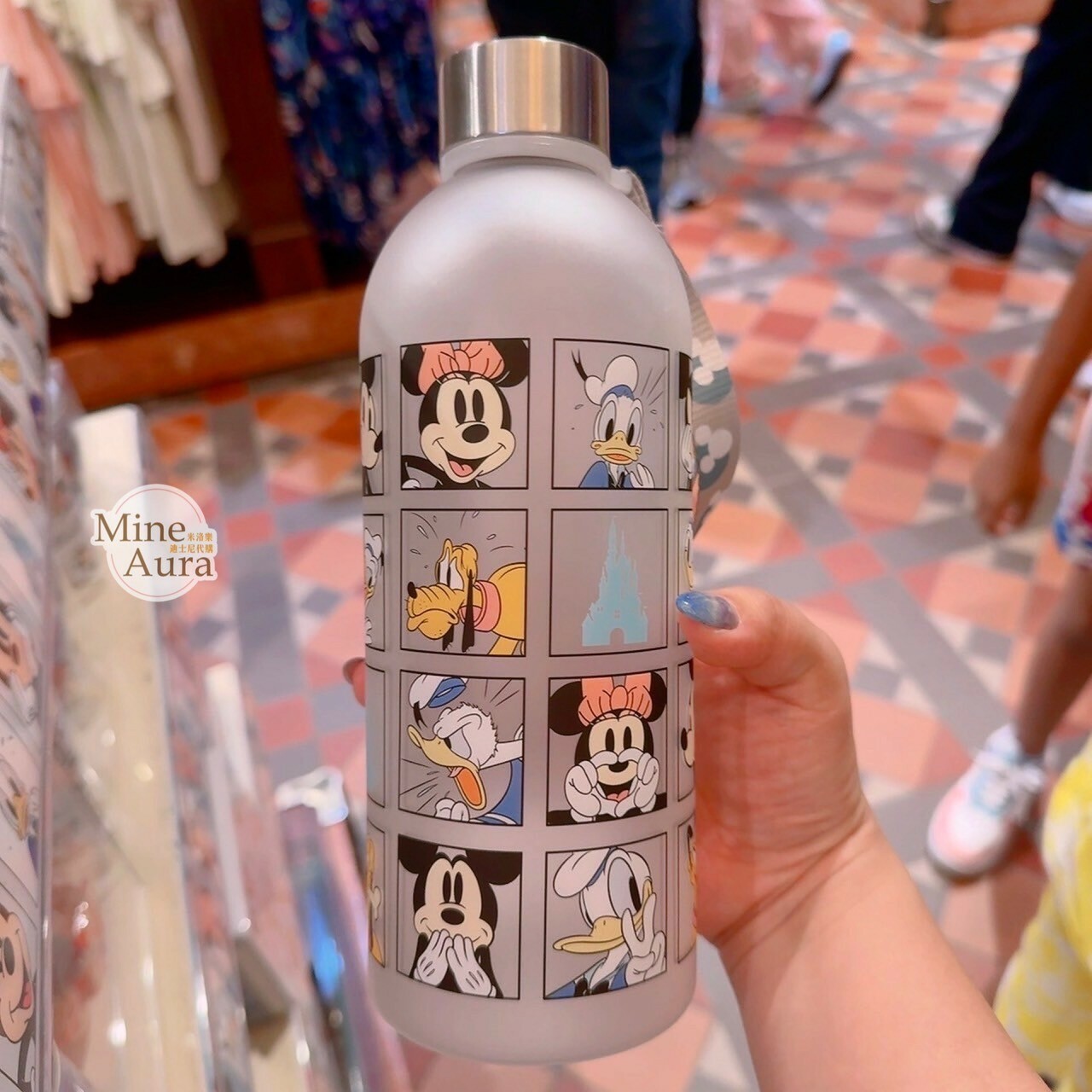 米奇 Mickey 好友集合 格子圖案 附帶 隨身 水壺 -香港迪士尼樂園