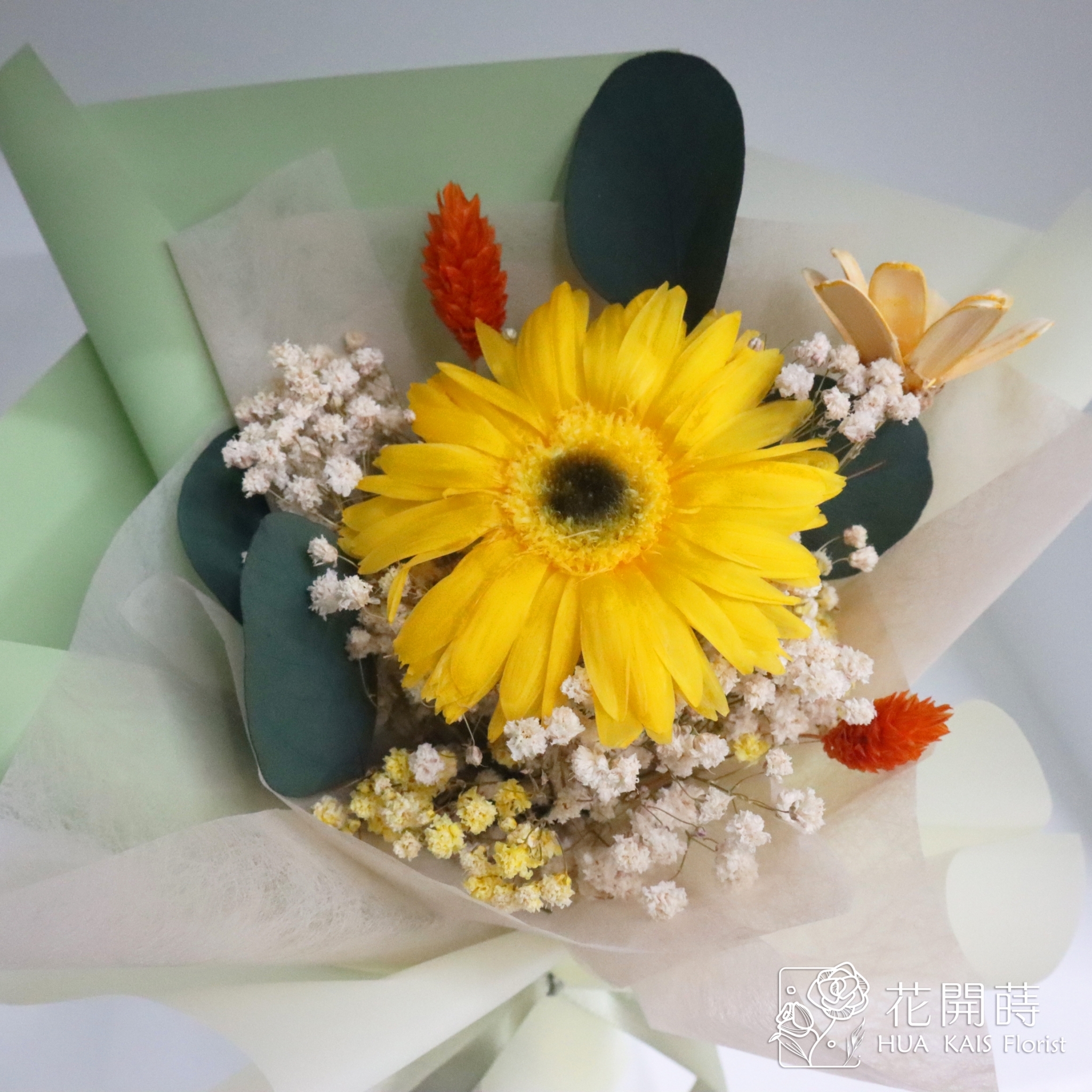 小花束|永生太陽花束|鮮黃色|畢業花束|畢業禮物