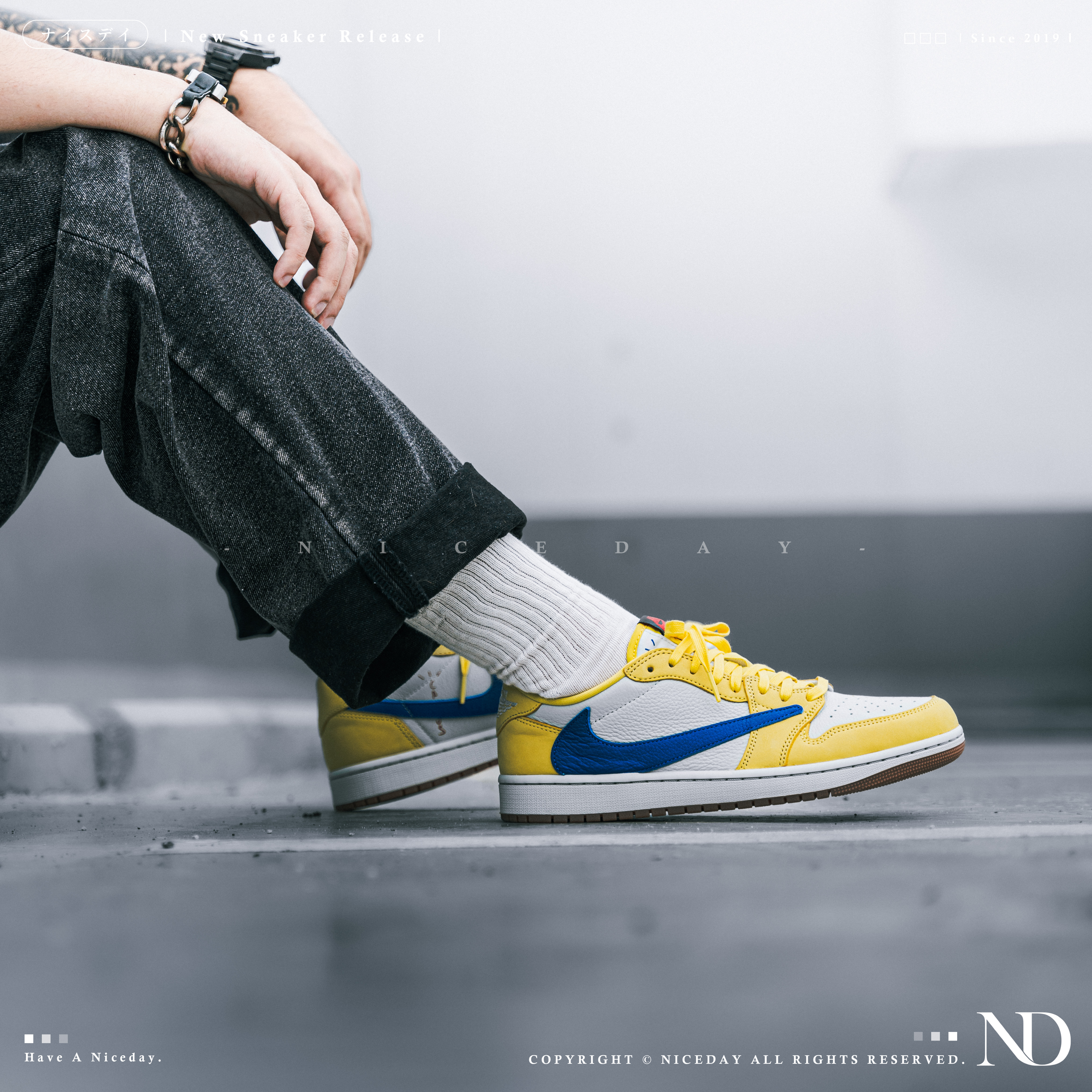 NICEDAY 部分現貨/代購 Travis Scott x Air Jordan 1 Low OG “Canary” 藍黃 藍倒鉤 男女尺寸  DZ4137-700