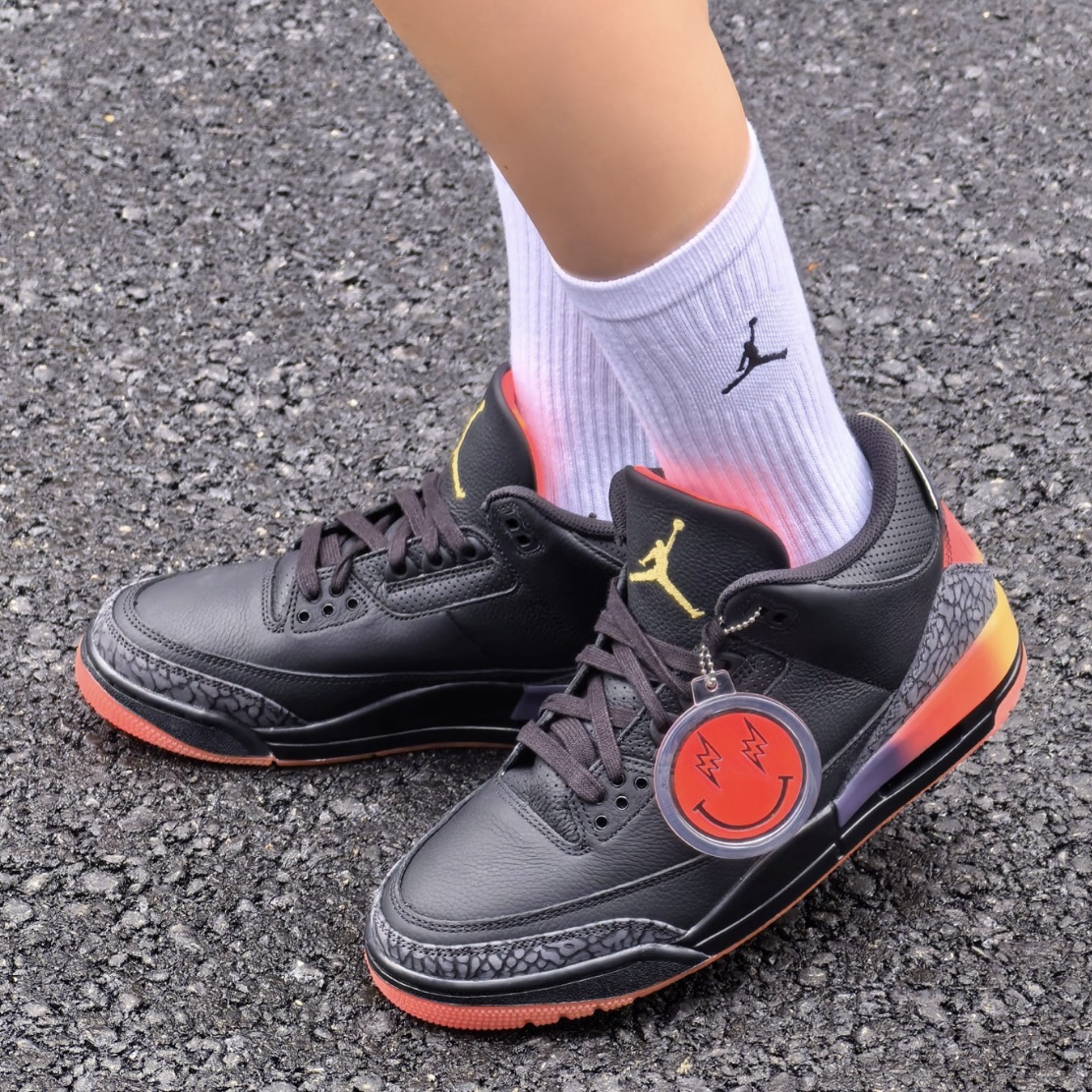Nike Air Jordan 3 Retro x J Balvin Rio 黑橘 爆裂紋 笑臉 聯名款 雷鬼王子