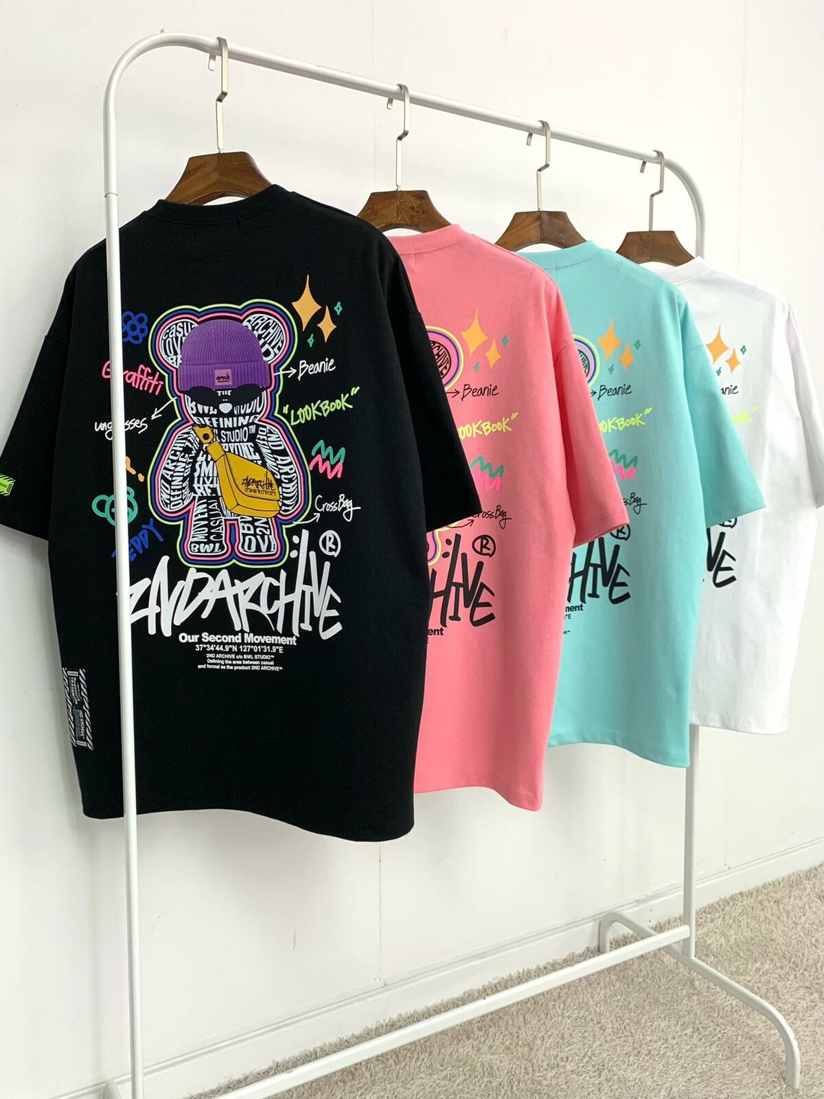 熊仔圖案英文字短袖Tee 2nd-131T