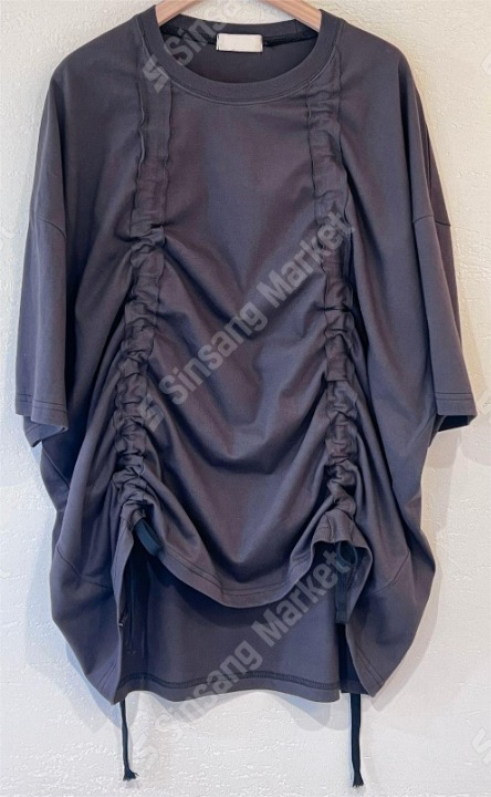 四分繩褶皺短袖T恤