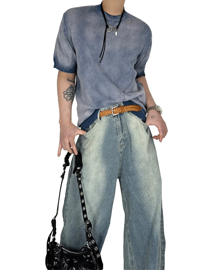 染色肌肉短袖T恤