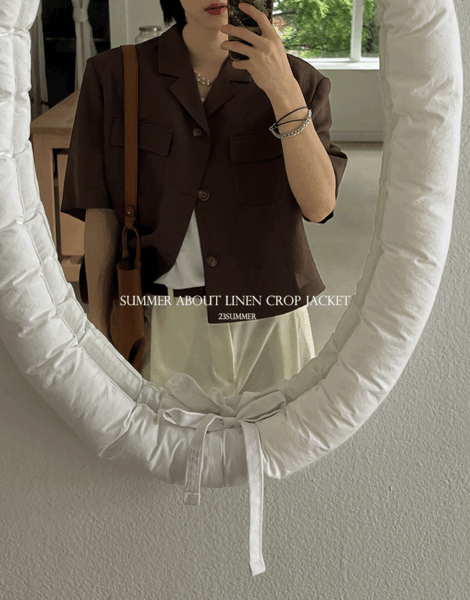 夏季戶外亞麻短款短袖夾克