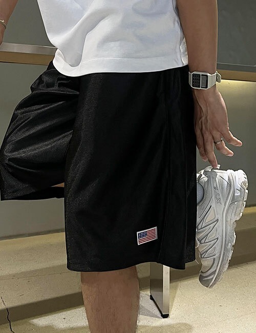 星條旗刺繡運動拳擊短褲