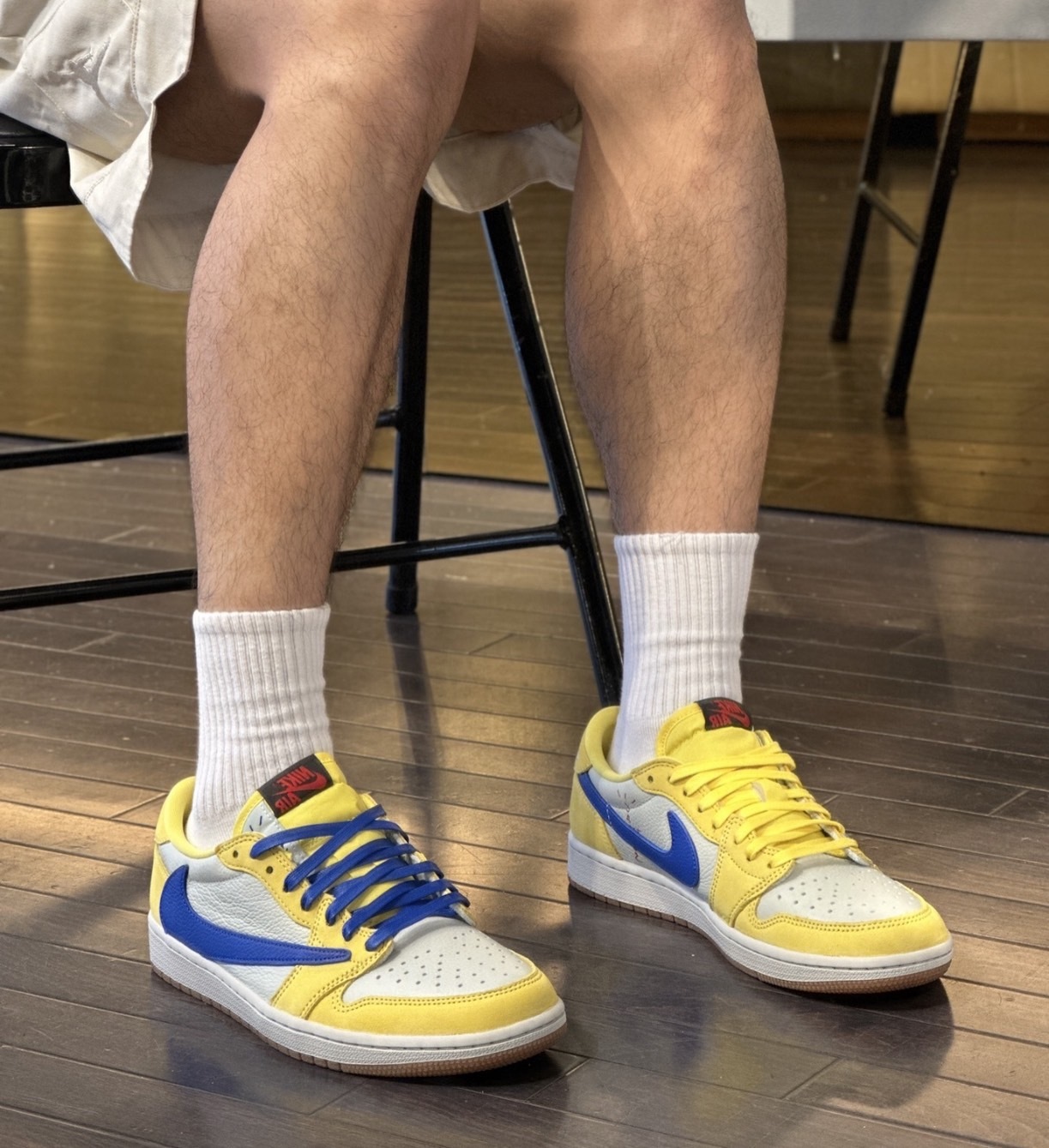 預購 Travis Scott x Air Jordan 1 Low OG “Canary”  藍黃 藍倒鉤
