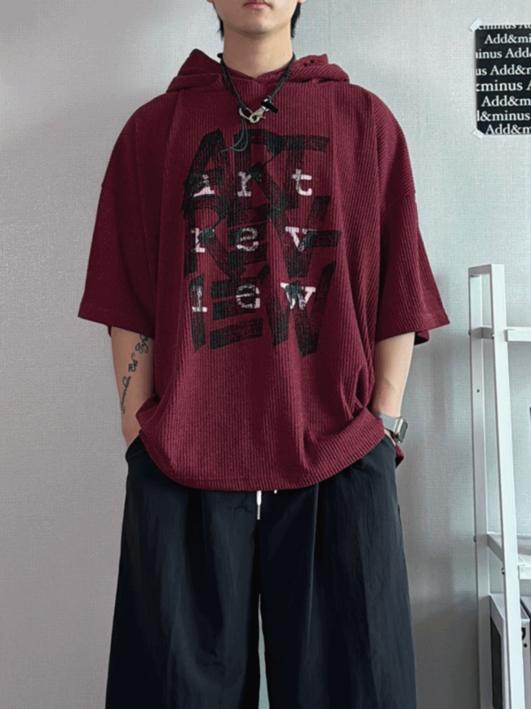 雙重藝術連帽短袖T恤