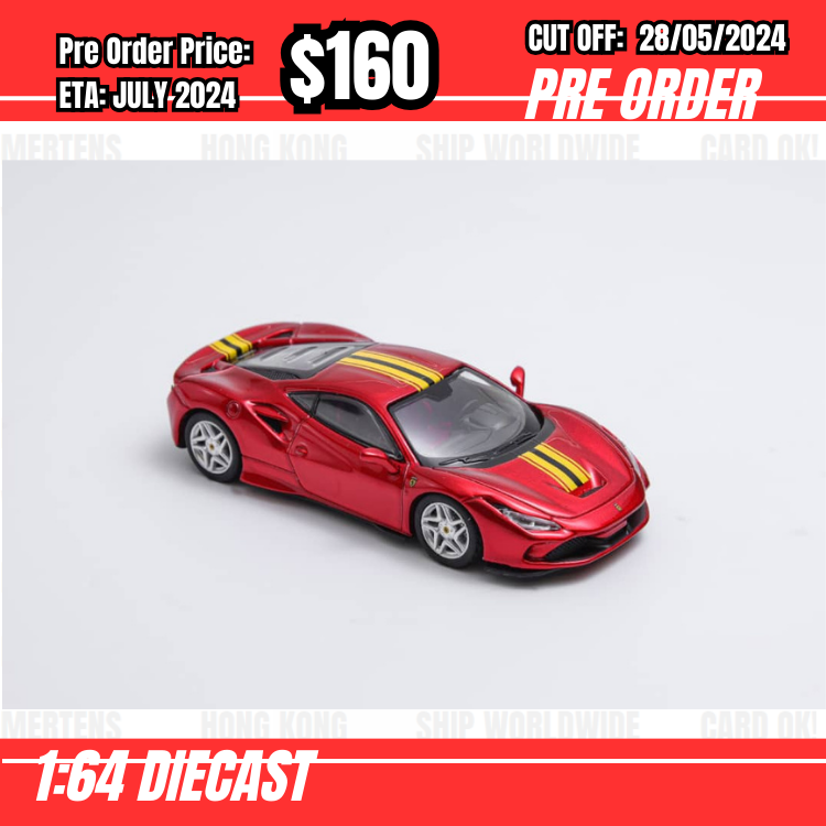 PO-$160 * XF Model * 1:64 F8 Tributo Red w/ Yellow Stripes [OD26/05]