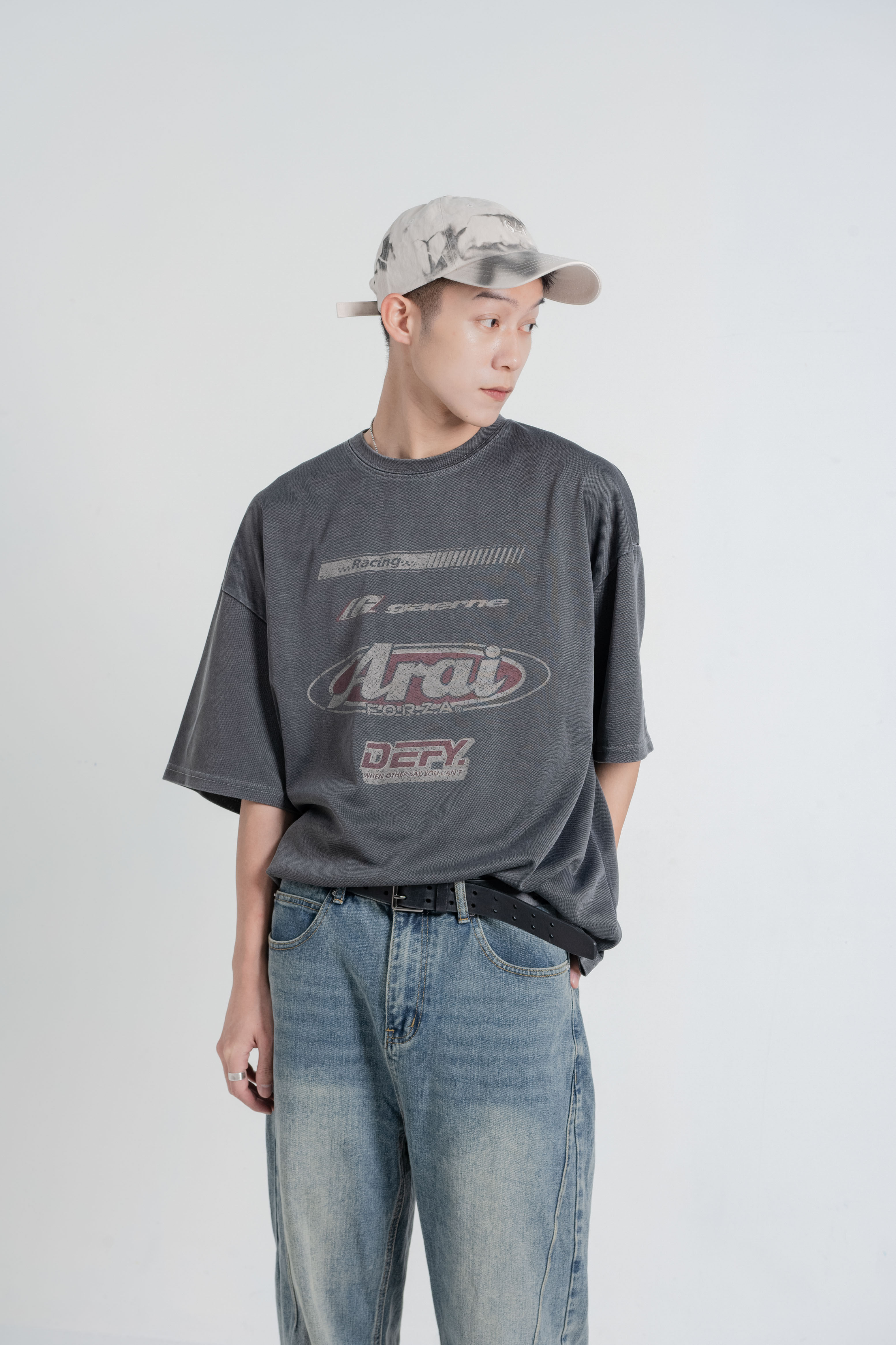 Holy in code 水洗 做舊 賽車 街頭 短袖 短T