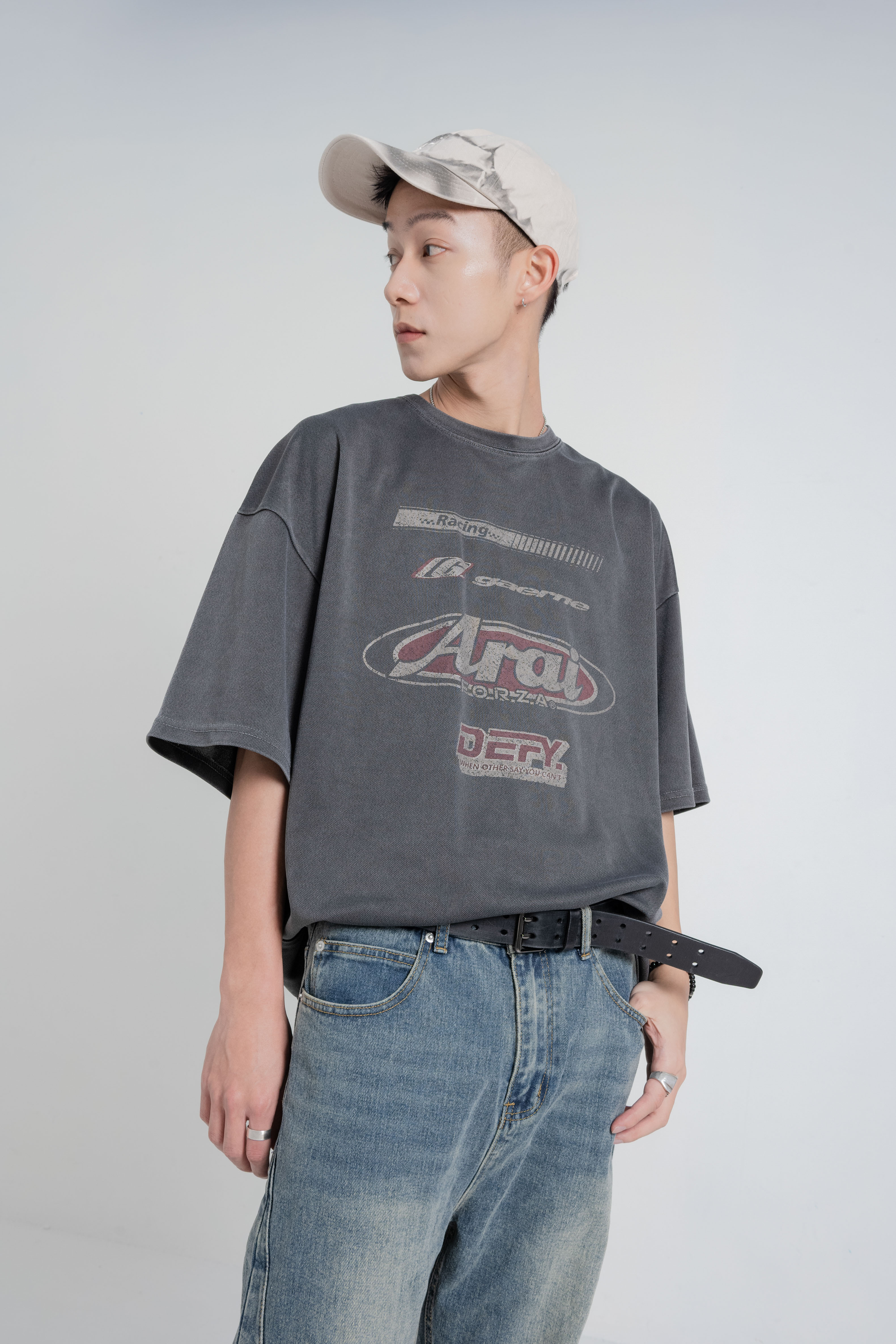 Holy in code 水洗 做舊 賽車 街頭 短袖 短T