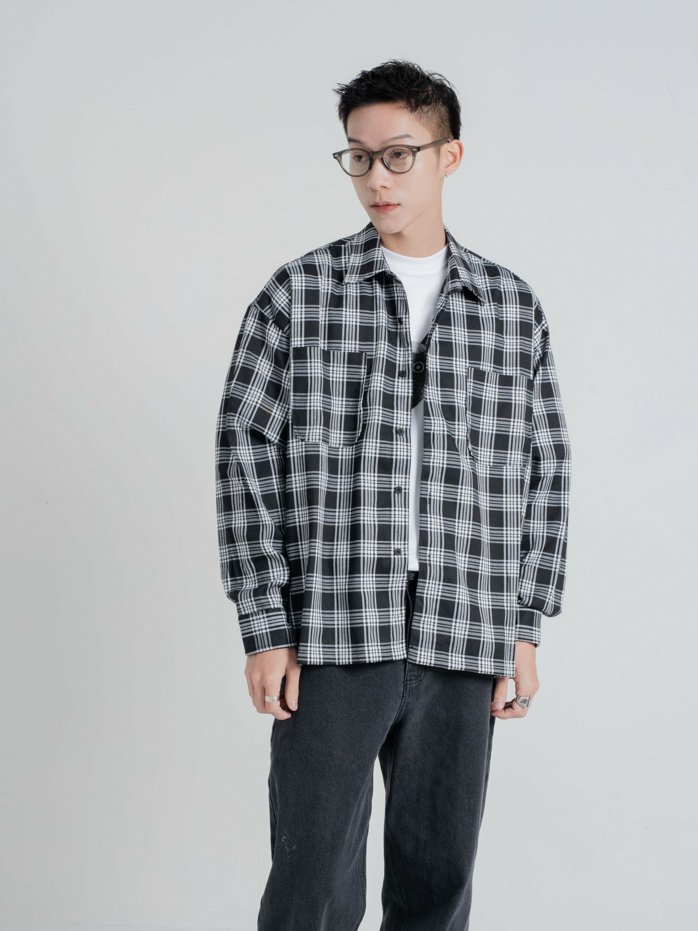 SIMON MADE TL-2321 定番 基礎 剪綵 格紋 襯衫