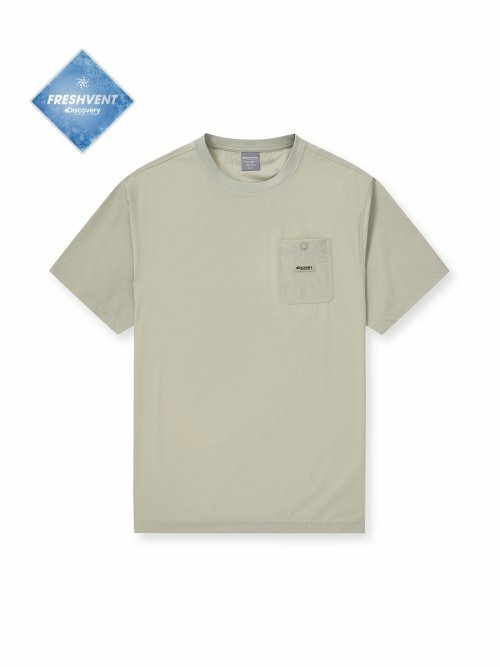 【代購】Discovery 胸口口袋梭織短袖 T 恤 DMRS81043-BGD