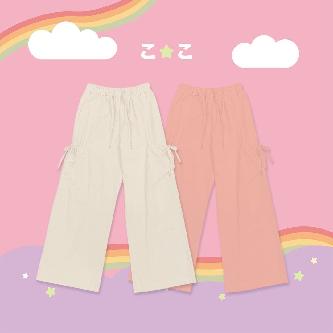 こ♡こ 蝴蝶結側邊口袋休閒長褲