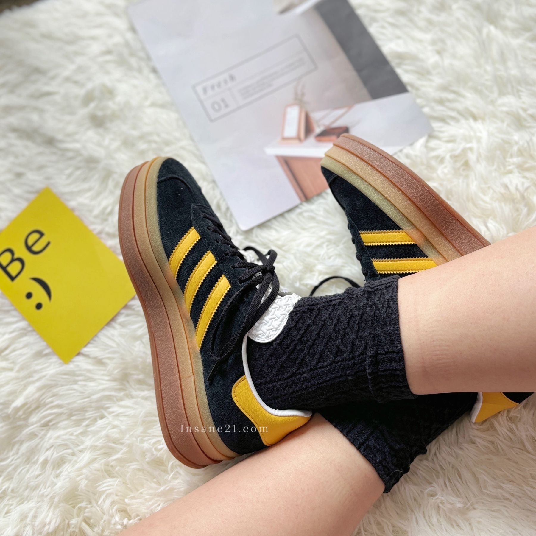 ADIDAS GAZELLE BOLD BLACK 黑黃 厚底 增高 休閒鞋IE0422