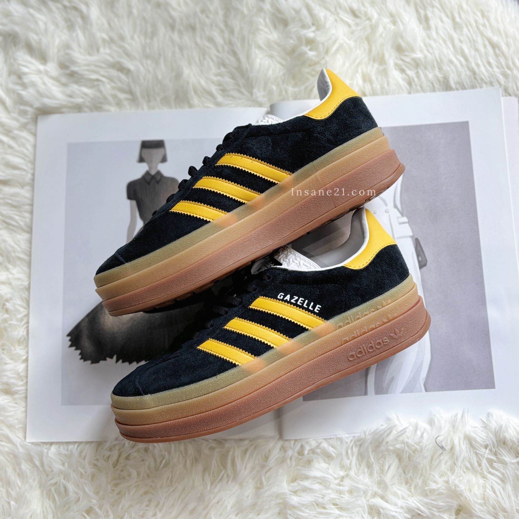 ADIDAS GAZELLE BOLD BLACK 黑黃厚底增高IE0422