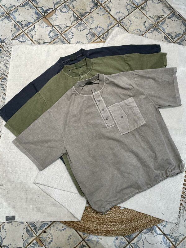 洗水淨色半開胸可束腳短袖Tee HIGH FIVE-067T