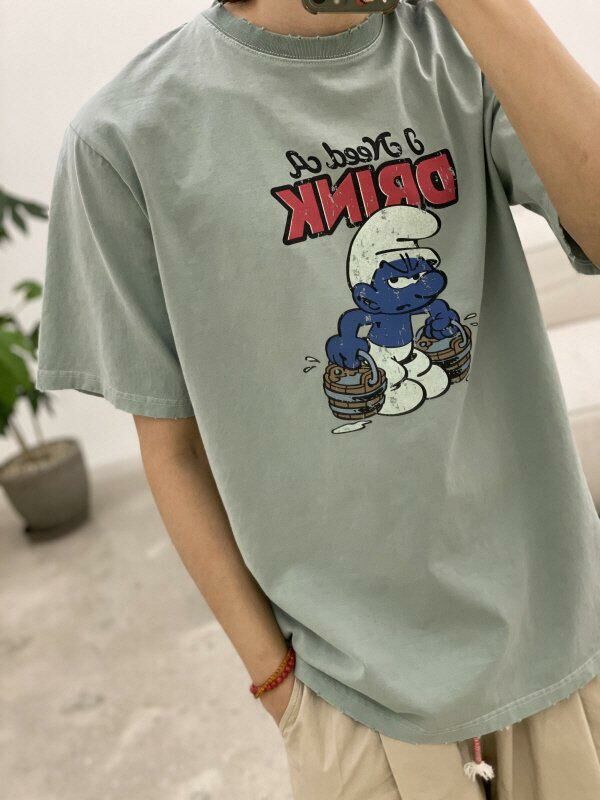 藍精靈圖案英文字短袖Tee HIGH FIVE-072T