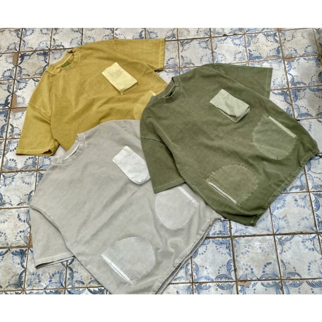 洗水淨色袋口短袖Tee HIGH FIVE-073T