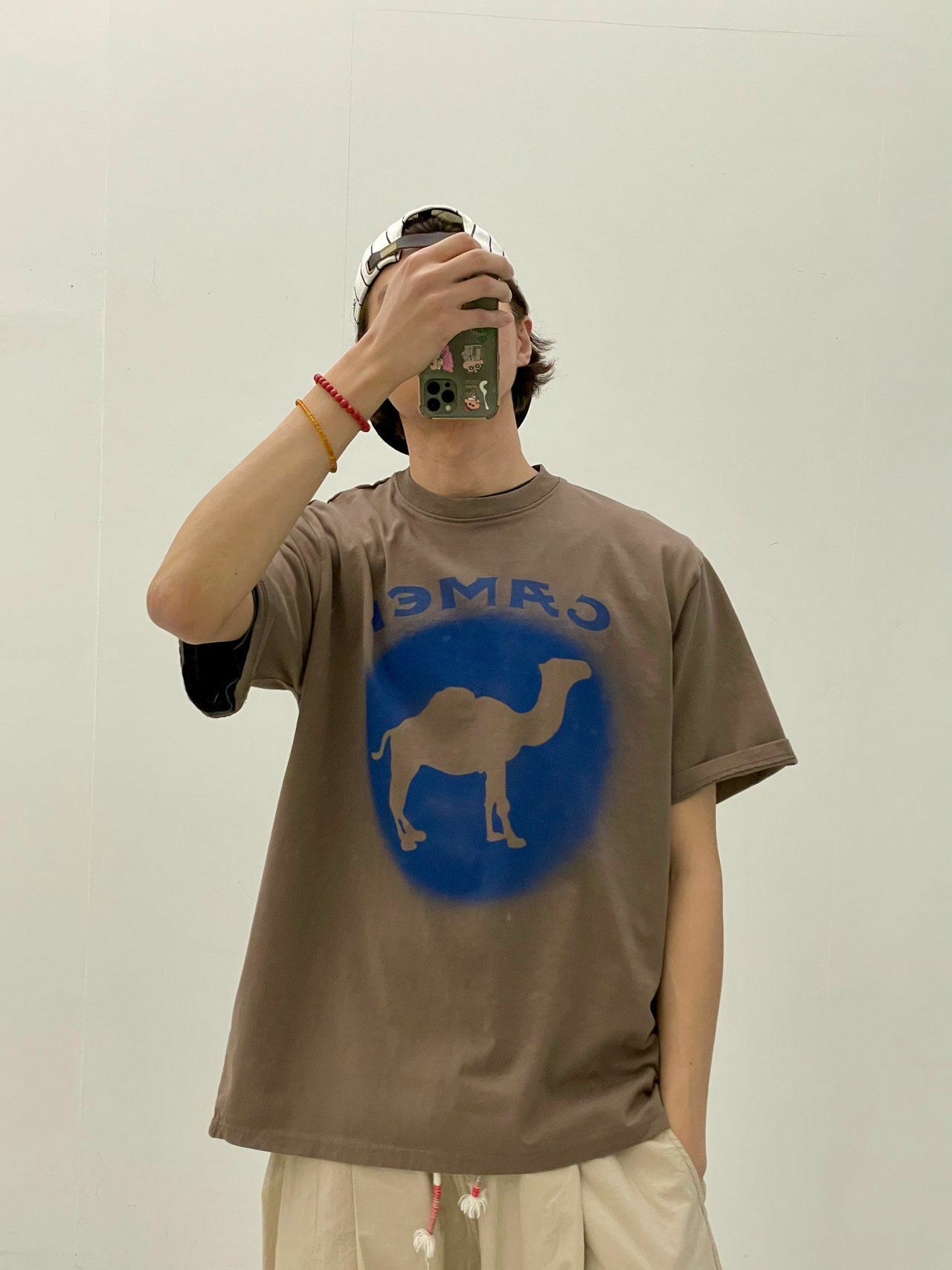 駱駝圖案英文字短袖Tee HIGH FIVE-076T