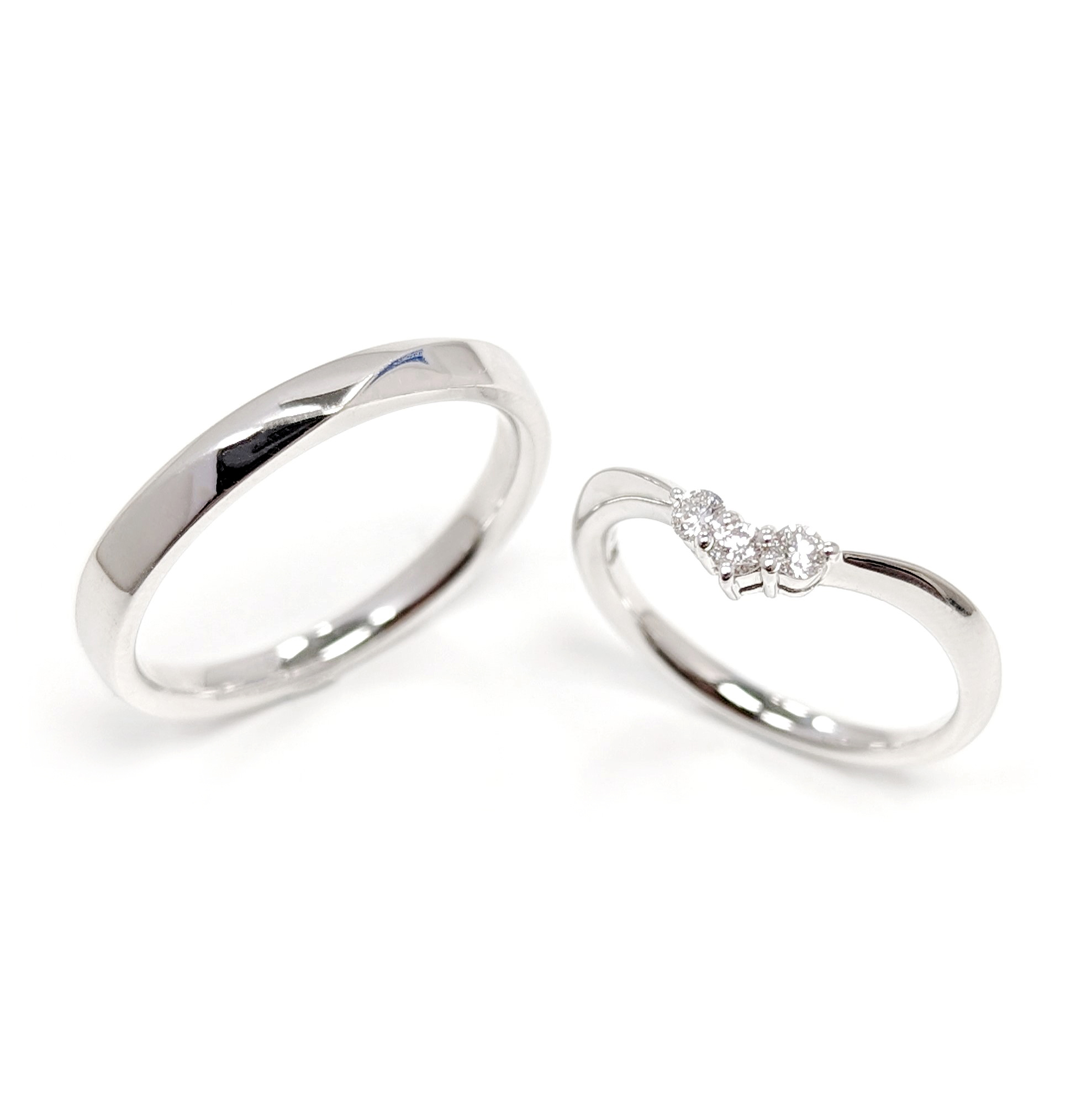 18K白金天然鑽石結婚戒指