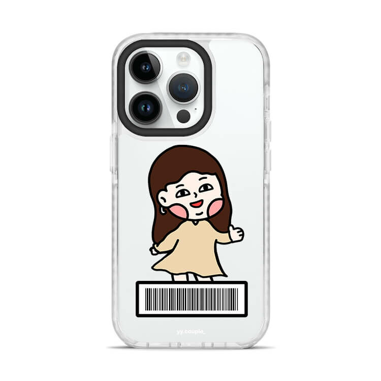 【插畫聯名】挖系小y say嗨 - (訂製名字) 防摔撞白殼  iPhone客製化手機殼