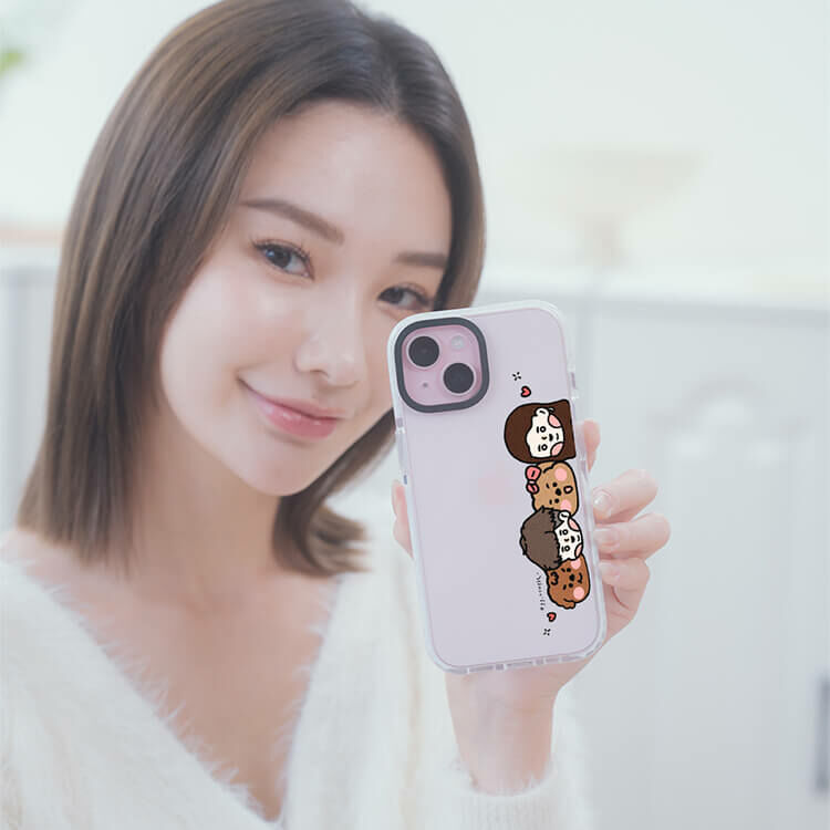 【插畫聯名】挖系小y 相親相愛 - (訂製名字) 防摔撞白殼  iPhone客製化手機殼