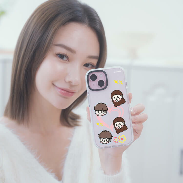 【插畫聯名】挖系小y 飄移小y - (訂製名字) 防摔撞白殼  iPhone客製化手機殼