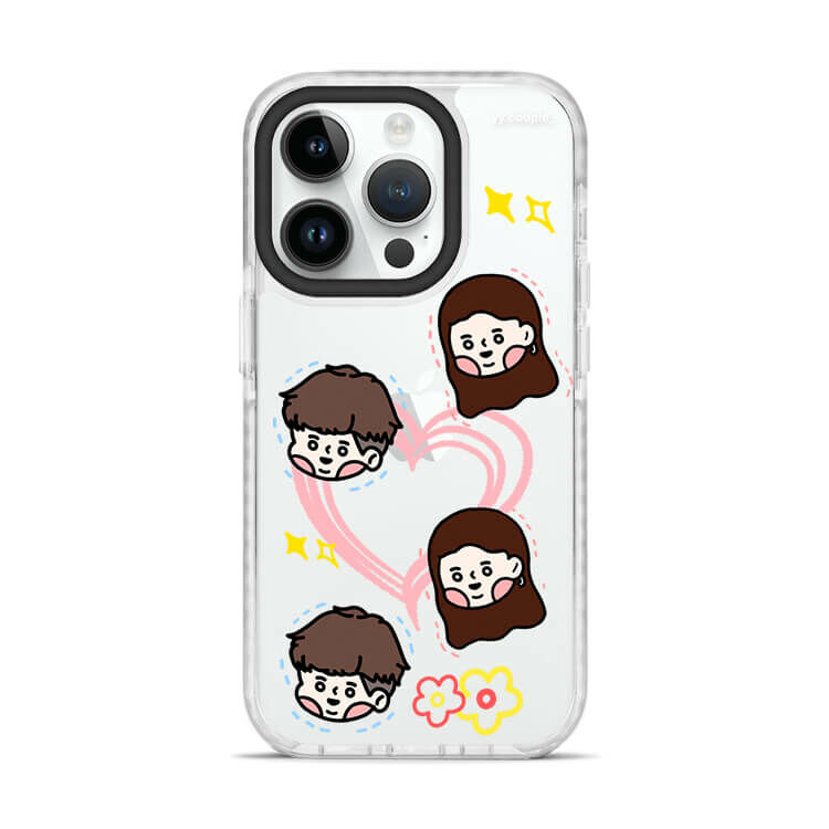 【插畫聯名】挖系小y 飄移小y - (訂製名字) 防摔撞白殼  iPhone客製化手機殼