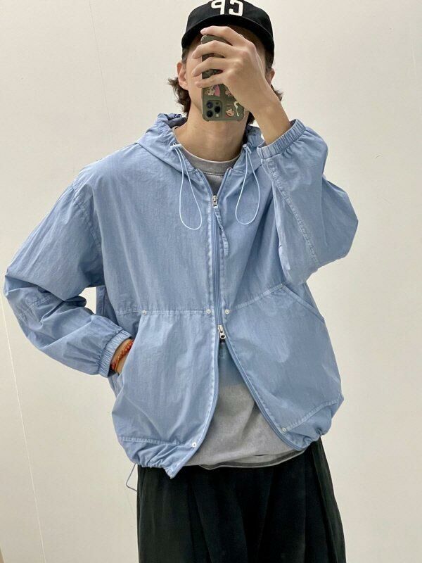 淨色連帽拉鍊外套 HIGH FIVE-084JK