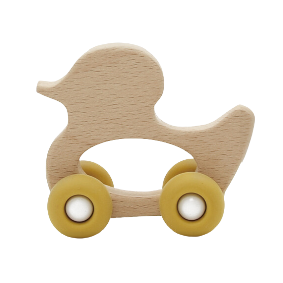日本 Adnil LAND 鴨寶寶木頭車玩具