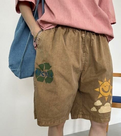 洗水圖案短褲 HIGH FIVE-085P