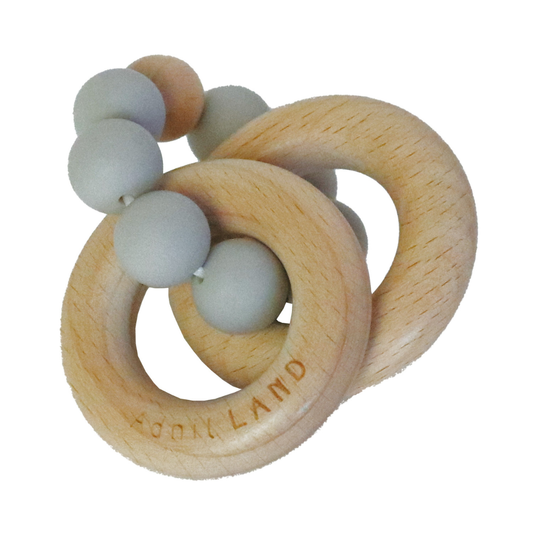 日本 Adnil LAND 寶寶矽膠感統抓握咬咬固齒環 【灰色】