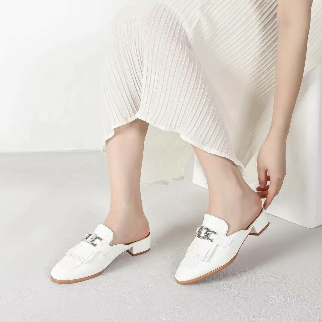 韓版流蘇釦環穆勒鞋