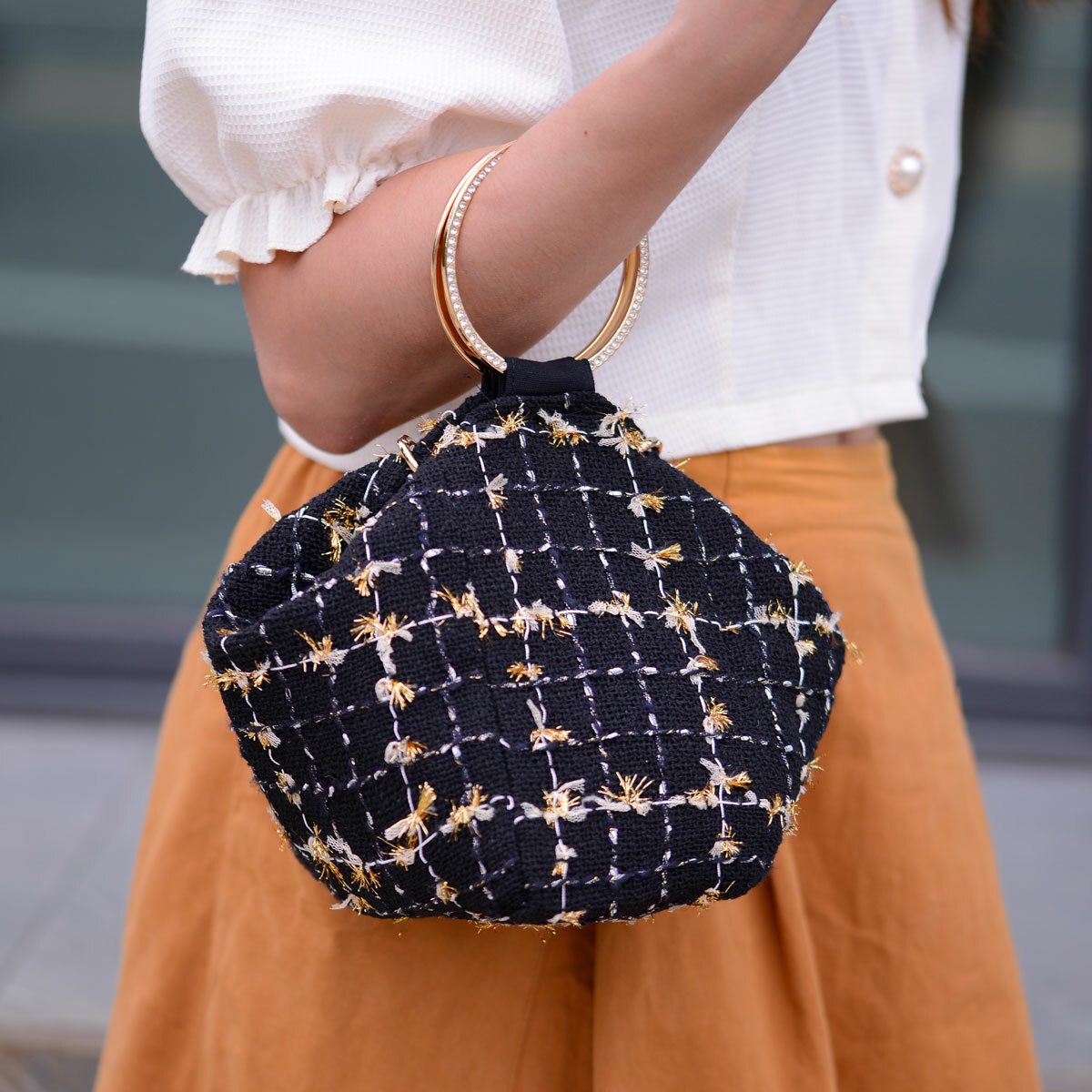 小香風毛尼布料/個【贈圓形提把手提包紙型】