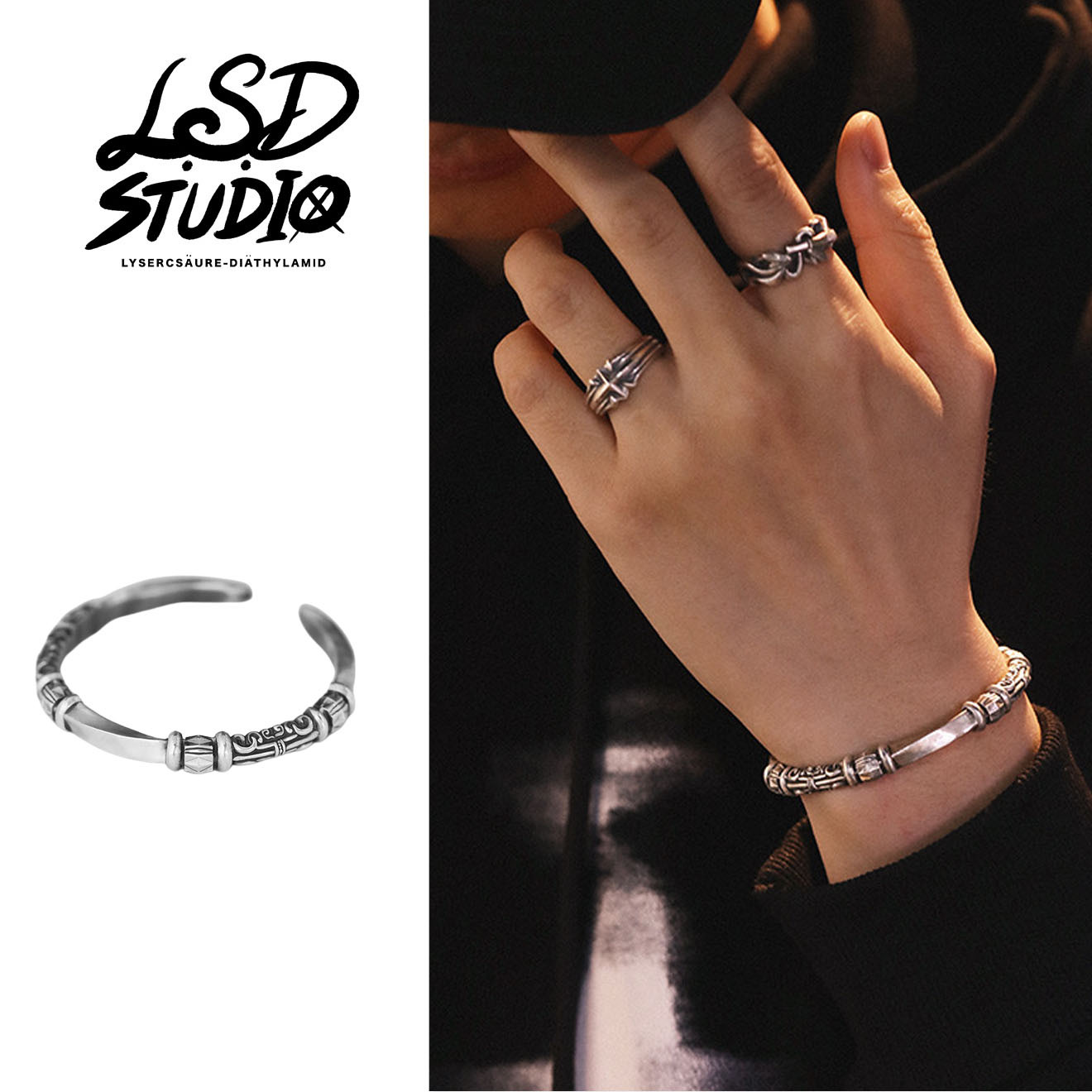 【ACCY053】莫比烏斯扭轉花紋設計開口手環