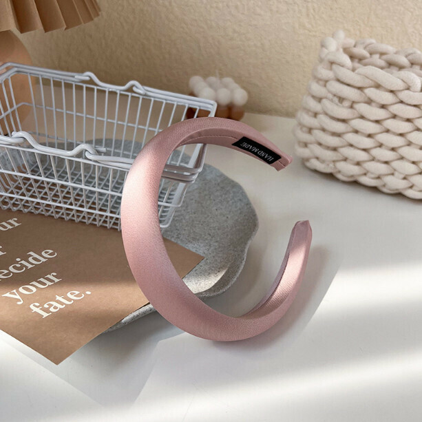 Face show small sponge satin wide-brimmed headband (B pink)