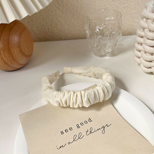 Beige Cream Wide-brim Crimping Headband (13# 17848)