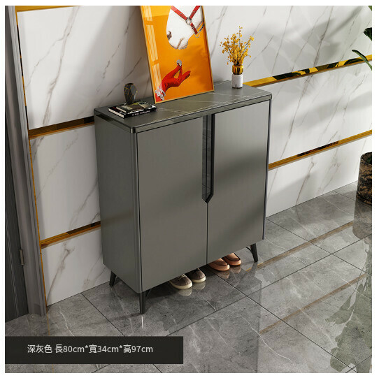 New entry hall cabinet storage cabinet shoe cabinet [two doors] 80*34*97-dark gray]