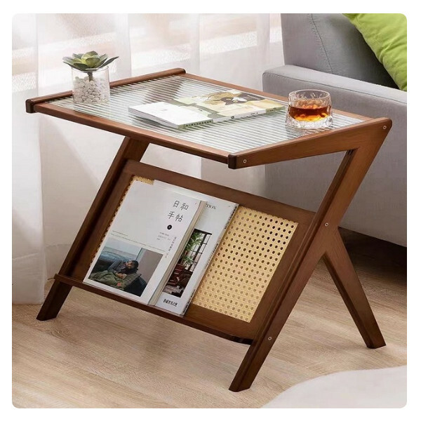 Popular coffee table, bedside table, bookshelf, small table storage rack (brown 45cm)