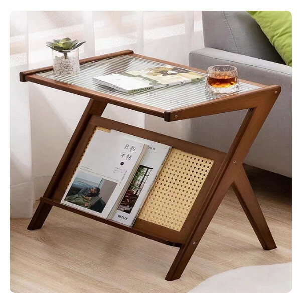 Popular coffee table, bedside table, bookshelf, small table storage rack (brown 55cm)