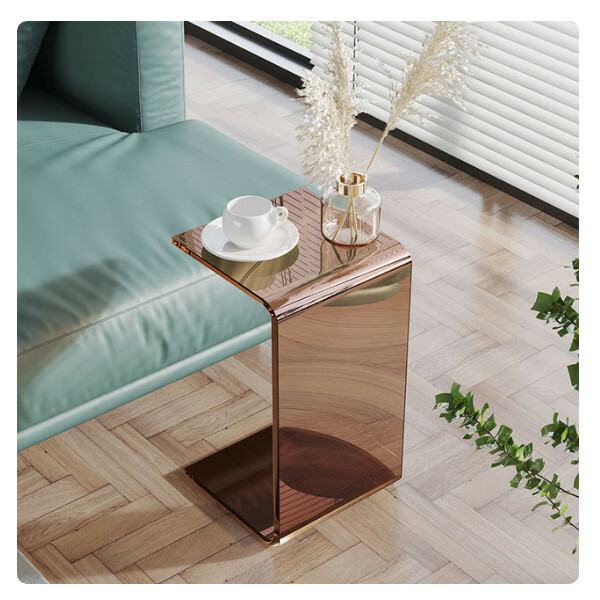 Popular sofa small side table living room table special-shaped coffee table (dark brown 30x30x60cm)
